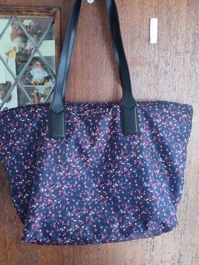 Marc Jacobs Navy Tote with Pink Confetti Floral Print